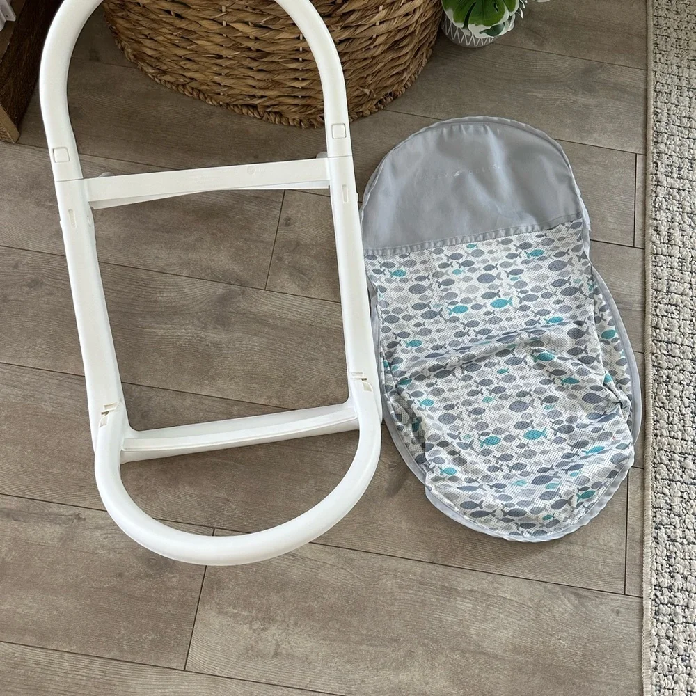 Baby Delight Cushy Nest Cirro Infant Mesh Bather- Grey Fish Infant Baby Bather